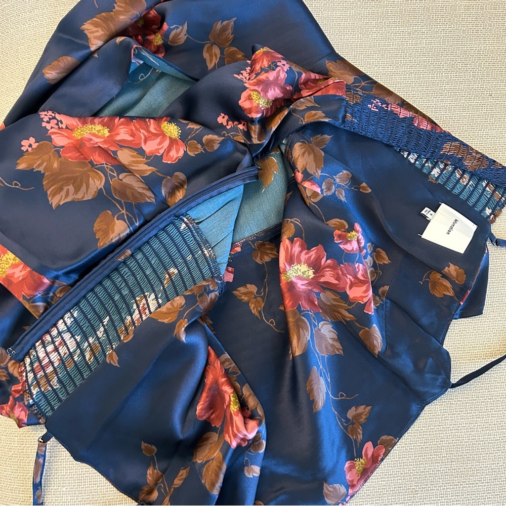 Reformation Frankie Silk Maxi Dress - Core Navy Red Floral Wedding Cocktail - Picture 9 of 10